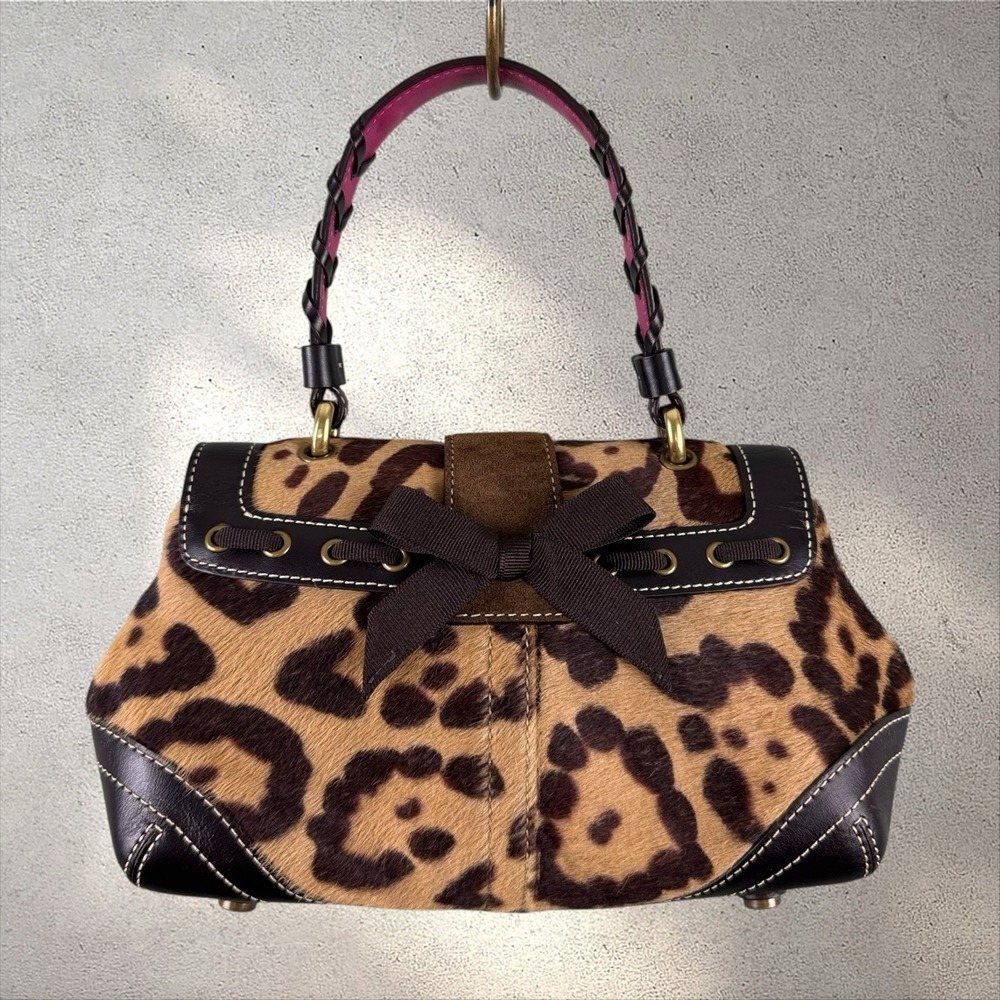Vtg Y2K Coach Limited Edition Soho Madison Ocelot Calf Hair Top Handle Bag - Picture 6 of 13